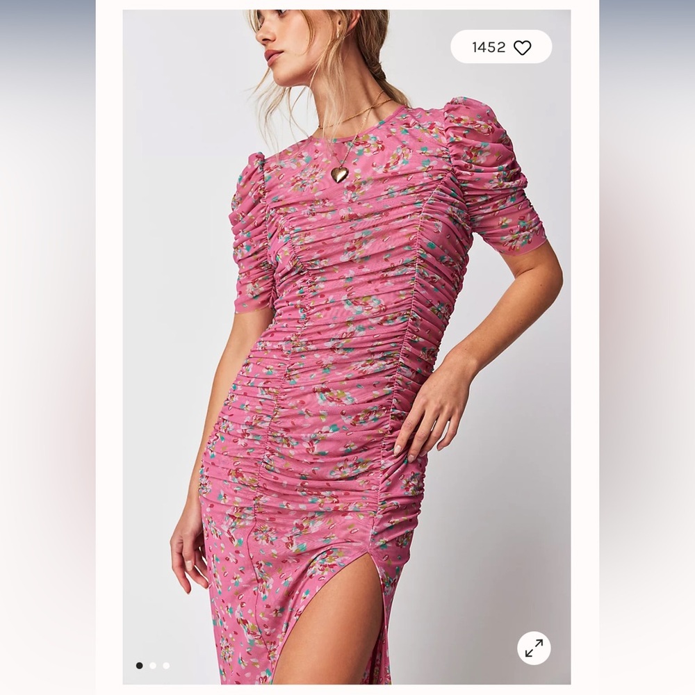 floral pink midi dress